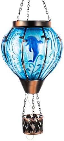 Dolphin Hot Air Balloon Solar Lantern with Flame Flickering Light by YELENEW
