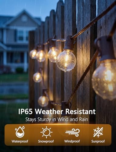 SUNSGNE 100FT Brown Outdoor String Lights, Shatterproof LED Globe String Lights with 50 G40 LED Bulbs, Waterproof Connectable Hanging Light for Backyard Patio Porch Balcony Party Decor, E12 Base - Image 3