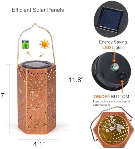 Eandisom Birthday Gifts for Women, 2 Pack Solar Lanterns Outdoor Waterproof - Image 5