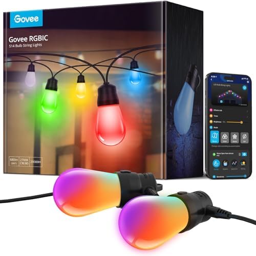Govee Smart Outdoor String Lights H7015, 48ft RGBIC, IP65, 47 Scene Modes by Unknown