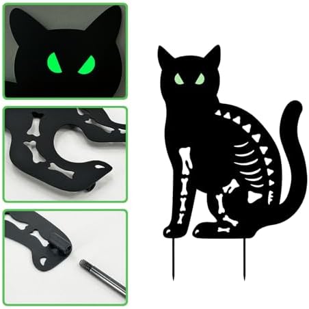 Halloween Decorations Outdoor,2 Pack Spooky Metal Black Cat Garden Stakes - Image 5
