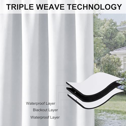 RYB HOME Extra Wide Outdoor Curtains for Patio Waterproof Privacy - Image 6
