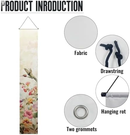 Hummingbird Front Door Hanging Banner Floral Summer Porch Sign Hanging Flag Porch Sign for Front Door Outdoor Seasonal Holiday Wedding Yard Decor Farmhouse Indoor Wall Backdrop - Image 6
