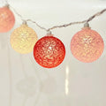 Red Pink and White Cotton Ball String Lights, 8.5Ft Valentine’s Day Decorative Fairy Lights Plug in with 10 Colorful Lantern, Hanging Cotton Globe Lights for Bedroom Wedding Party Home Birthday Decor by Goothy