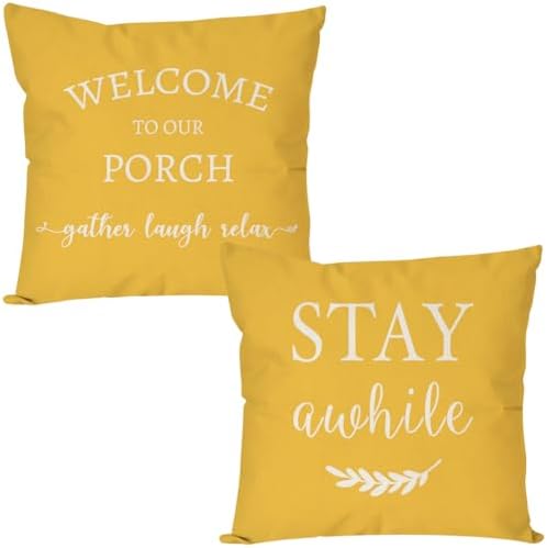 PANDICORN Outdoor Decorative Throw Pillow Covers 16x16 Set of 2, Yellow by PANDICORN