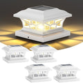 4 Pack Solar Post Cap Lights Outdoor Waterproof, Dual Light, White by DAMAYCA