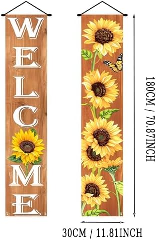 BlissYard Welcome Spring Summer Floral Porch Sign Sunflower Banner Door Sign Decorations Hanging Door Banner Spring Summer Decorations for Front Door Indoor Outside Home Yard Porch Wall Decor - Image 4