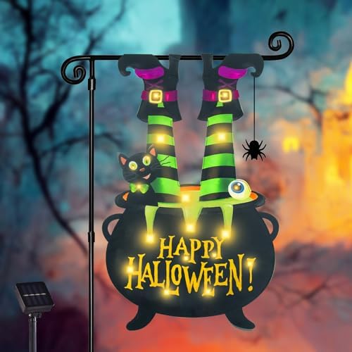 Halloween Lighted Garden Flag, Witch Feet Yard Decor, 12x18 In by FLAGMESAGE