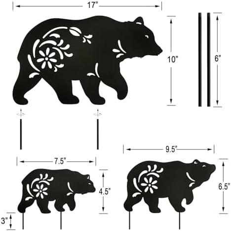 Outdoor Bear Garden Decor,Christmas Decorations Outdoor Metal Yard Stakes - Image 6
