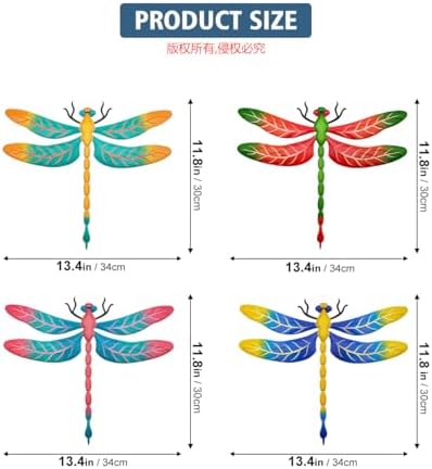 4 Pcs Large Metal Dragonfly Outdoor Wall Hanging Decor - Image 3