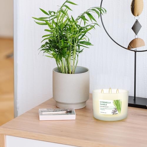Citronella Candle Set of 2, 14oz Frosted Jar Triple-Wick, Clean & Smokeless for Outdoor Patio, Garden, Deck, Porch Ambiance with Natural Citronella Scent - Image 4