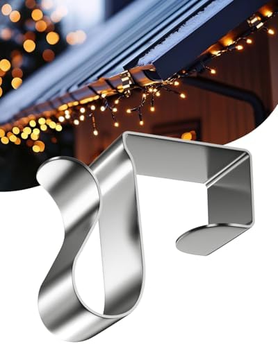 Gutter Clips for Hanging Outdoor Lights: 100 Pcs Metal Christmas Light Clips for outside String Lights - Weatherproof Gutter Clips for Xmas Halloween Seasonal Rope Mini Holiday Decoration Lights by %28ApeBest%29