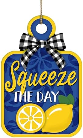 Blue Lemon Front Door Sign, Amalfi Coast Squeeze The Day Citrus by Bolisom