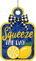 Blue Lemon Front Door Sign, Amalfi Coast Squeeze The Day Citrus by Bolisom