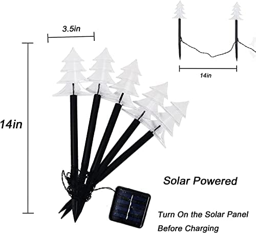 5 Pack Solar Christmas Tree Pathway Lights 6.3 Ft Total Outdoor Waterproof Landscape Lights Christmas Decorations for Pathway Garden Walkway Yard Lawn Patio (Warm White) - Image 5