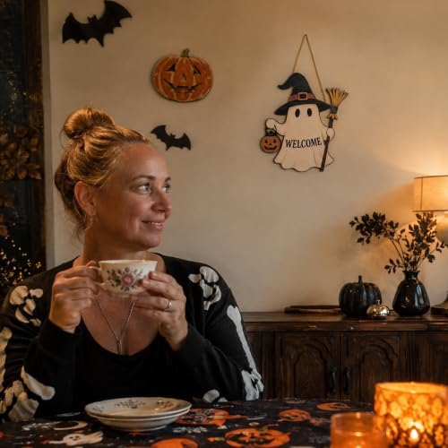 Halloween Decorations - Halloween Wooden Ghost Welcome Sign for Front Door - Image 2