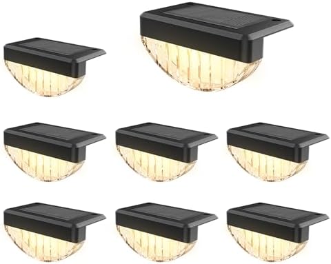 VOLISUN 8 Pack Solar Deck Lights Outdoor, Warm White LED Solar Step Lights for Outside, Waterproof Fence Light for Patio, Deck, Stairs, Yard, Pool and Porch (Black) by VOLISUN