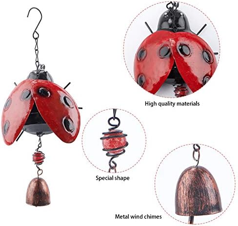GORGECRAFT Metal Ladybug Wind Chime Lucky Wind Bell Rustic Home Ornaments for Garden Yard Patio Indoor Outdoor Hanging Decoration - Image 3