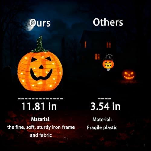 Solar Halloween Pumpkin Lights, 2 Pack Outdoor Pathway Stake Lights - Image 6