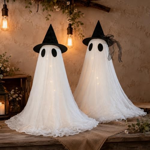 2 Pack Cute Glowing Ghost Decor - Halloween Ghost Decorations by Unknown
