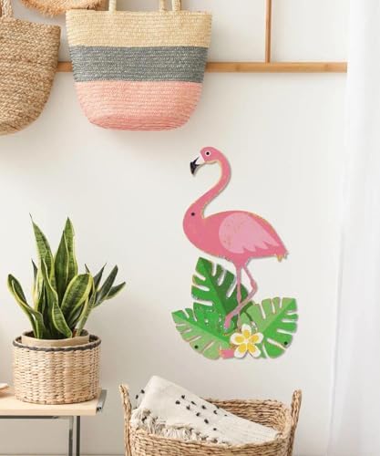 Putuo Decor Flamingo Metal Wall Decor, 15.75" x 9.34" Summer Tin Wall Sign, Tropical Bird Hanging Wall Art for Beach House Patio Porch Garden Pool Tiki Bar Summer Home Decor - Image 6