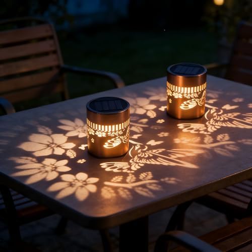 2 Pack Solar Fence Lights with Hummingbird Pattern for Outdoor Garden Decor - Image 4
