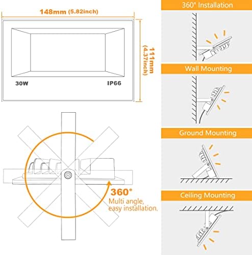 LED Flood Light Outdoor 30W, 300W Equivalent Smart RGB Landscape Lighting - Image 7