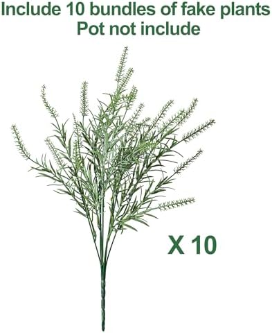 Artificial Faux Outdoor Plants for Spring Summer Decoration, 10 Bundles Fake Plastic Grass UV Resistant Look Real Fake Plants for Planter Outside Front Door Porch Patio Balcony Garden Indoor Yard Urn - Image 5