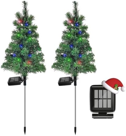 Solar Christmas Tree Garden Stake Lights Outdoor Waterproof Pathway Lights Xmas Tree Light for Lawn Patio Yard Front Porch Christmas Decor 2pcs by SXXSMYWR