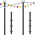 10ft String Light Poles for Deck Fence, Light Poles for Outdoor String Light, Perfect for Garden, Backyard, and Patio Lighting Stand for Parties, Wedding - Matte Black Finish - 2 Pack by Tigerden