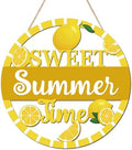 HOURIA 3D Lemon Wooden Door Sign,Sweet Summer Time Welcome Wreath Sign Front Door Decor,Summer Lemon Decorations for Home Kitchen Classroom,11.4"X11.4" by HOURIA