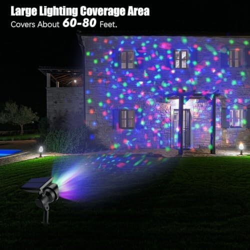 2 Pack Solar Projector Lights Outdoor, Waterproof Spotlight with Remote & USB, Halloween Christmas Yard Party Decor - Image 5