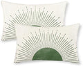 Summer Pillow Covers 12x20 Inch Set of 2 Stripes Green Sunshine Decorations Outdoor Throw Pillows Boho Summer Sunset Sun Pillowcase Linen Decor Farmhouse Lumbar Cushion Case for Home Sofa by JEFERSO