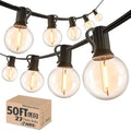Outdoor String Lights 50FT G40 LED Globe Bulbs - Shatterproof, Connectable, Waterproof - 27 Bulbs (2 Extra), 25 E12 Hanging Lights for Patio, Bistro, Pergola, Gazebo by Meidaoduo
