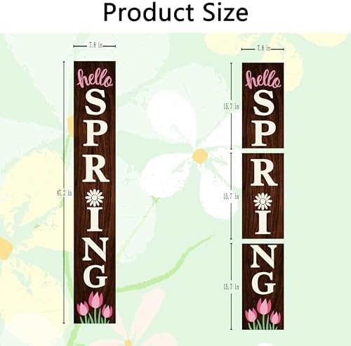 Hello Spring Wooden Porch Sign 47" Tulip Large Welcome Sign Vertical Indoor Outdoor Standing Sign For Garden Home Yard Farmhouse - Image 2