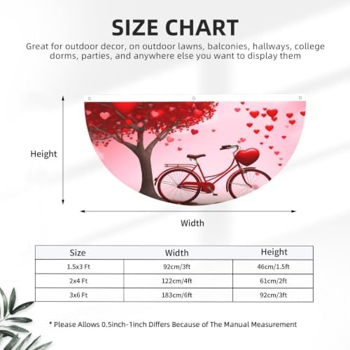Love Heart Bicycle Semicircular Hanging Decorative Bunting Flag 2pcs - Image 3