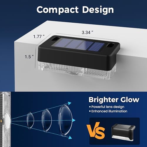 Solar Deck Lights, Solar Step Lights Outdoor Waterproof 16 Packs Warm White - Image 4