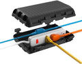 Outdoor Electrical Box(9.05x6.61x2.67inch), IP54 Waterproof Extension Cord Cover 9 Cable Entry Ports Connection Hider Box Safety Protector, Protect Plug, Holiday Light, Timer,and Power Strip, Black by logo