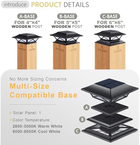 PASAMIC 2 Pack Solar Post Cap Lights, Waterproof Outdoor Lights for 4x4 5x5 6x6 Wood Posts, Fence Post Solar Lights with 2 Color Modes for Garden, Deck, Patio, Porch, Fence - Image 2
