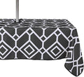 LUSHVIDA Moroccan Outdoor Tablecloth with Umbrella Hole, 60x84 Inch Black by LUSHVIDA
