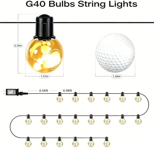 Outdoor String Lights Plug-in, 25ft 20 G40 LED Bulbs with Timer - Image 5