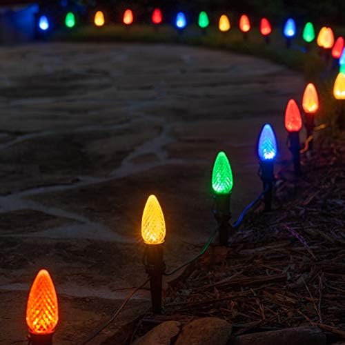Wintergreen Lighting 25 OptiCore LED C9 Multicolor Pathway Christmas Lights, Heavy Duty Bulbs for Driveway, Walkway Marker, 5" Commercial PathPRO Stakes, 18 Gauge Green Wire, 25' - Image 5