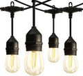 Banord Outdoor String Lights Commercial Grade 96ft Waterproof with 30 S14 Shatterproof Dimmable LED Bulbs, Heavy Duty Hanging Lights for Patio Garden Backyard Decoration, 2W 2x48ft Strands by Banord