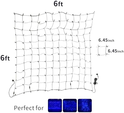 LED Christmas Net Lights Outdoor, UL Certified, 144LED 6ftx6ft, Green Wire, Connectable Waterproof Mesh Light for Christmas Party, Yard, Shrubs and Bushes Decorations (Blue) - Image 5