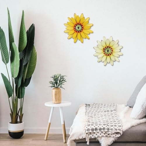 hogardeck 2 PCS 11" Metal Sunflower Wall Decor for Indoor Outdoor, Sunflower Kitchen Wall Decor Floral Metal Wall Art, Outdoor Decor for Bathroom, Living Room, Porch, Garden, Yard - Image 4