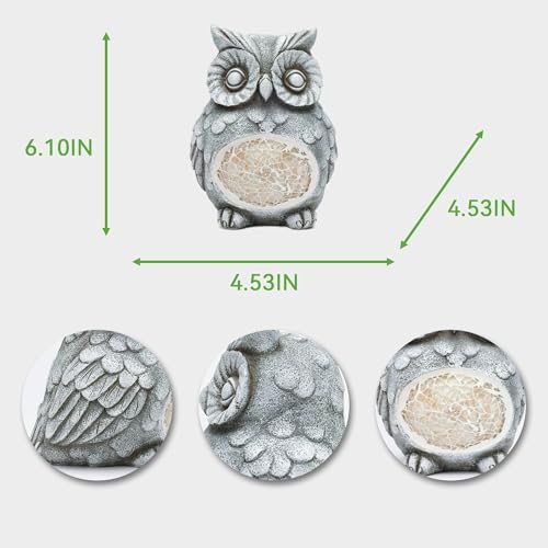 Rezpuao Solar Owl Garden Statues Outdoor Decor Resin Owl Figurine with Solar Light for Patio,Balcony,Yard,Lawn Ornament,Perfect Garden Gift - Image 6