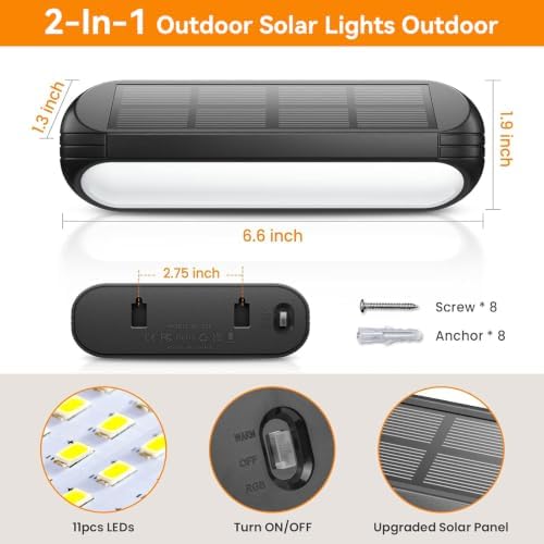 Ahaorigin Solar Outdoor Lights for Deck 4 Pack, Upgraded RGB Solar Fence Lights with Color Changing & Warm White Mode, Waterproof LED Solar Powered Light for Yard, Wall, Stairs, Pool and Step Decor - Image 6