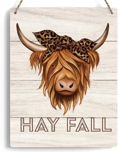 FREHVN Fall Decorations for Home Office Front Door Decor Signs, Fall Sign, Fall Decor, Fall Western Cow Leopard Print Sign, Autumn Wall Hanging Decor 8 X 10 Inch by FREHVN