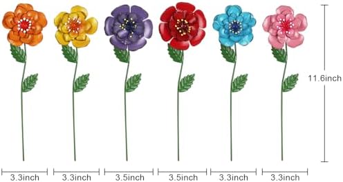 hogardeck Garden Decor for Outside, Set of 6 Metal Flowers Decorative Garden Stakes for Spring Decor, Yard Art Garden Decorations for Outdoor Lawn Porch Pathway Patio (Multi-Color) - Image 3
