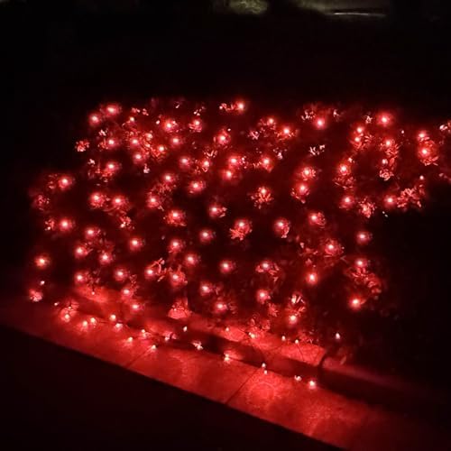 LED Christmas Net Lights Outdoor, UL Certified, 144LED 6ftx6ft, Green Wire, Connectable Waterproof Mesh Light for Christmas Party, Yard, Shrubs and Bushes Decorations (Red) - Image 7